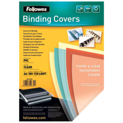 Coperti plastic A4, 150 microni, 100 buc/top, transparent, Fellowes