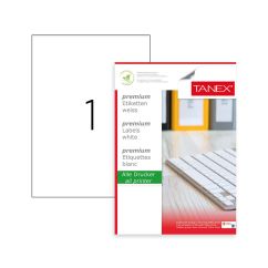 Etichete autoadezive 1/A4, 210x297mm, colturi drepte, 100 coli/top, alb, Tanex