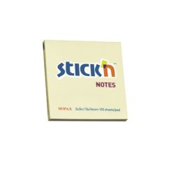 Notes autoadeziv, 76x76mm, 100 file/set, galben pastel, Stick'n