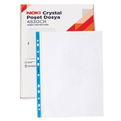 Folii de protectie A4, cristal, cu margine albastra, 90 microni, 100 buc/set, Noki