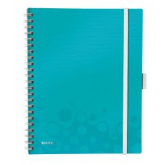 Caiet cu spira A4, 80 file, coperta PP, matematica, turcoaz metalizat, Leitz WOW Be Mobile