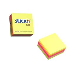 Notes autoadeziv cub, 76x76mm, 5 culori neon x 80 file/set, Stick'n