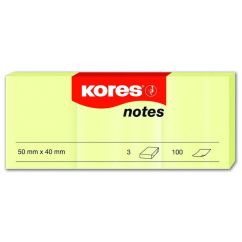 Notes autoadeziv, 50x40mm, 300 file/set, galben pal, Kores