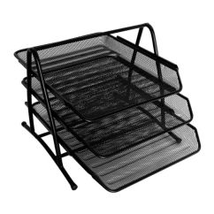 Tavita documente A4, 3 buc/set, plasa metalica, negru, Standard