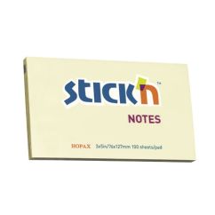 Notes autoadeziv, 76x127mm, 100 file/set, galben pastel, Stick'n
