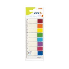 Index autoadeziv din plastic, 45x12mm, 8 culori neon x 15 file/set, Stick'n