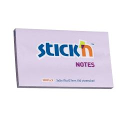 Notes autoadeziv, 76x127mm, 100 file/set, lila pastel, Stick'n