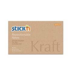 Notes autoadeziv, 76x127mm, 100 file/set, kraft, Stick'n