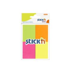 Notes autoadeziv, 38x50mm, 4 culori neon x 50 file/set, Stick'n
