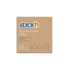 Notes autoadeziv, 76x76mm, 100 file/set, kraft, Stick'n