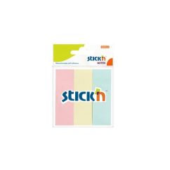 Index autoadeziv din hartie, 76x25mm, 3 culori pastel x 50 file/set, Stick'n