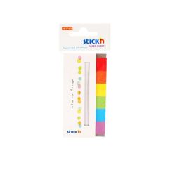 Index autoadeziv din hartie, 45x15mm, 6 culori neon x 30 file/set, Stick'n