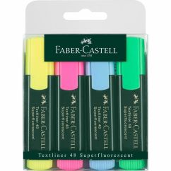 Textmarker, varf tesit 1-5mm, 4 culori/set, Faber-Castell 1548