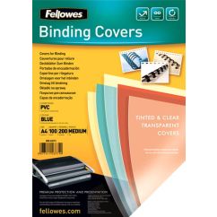 Coperti plastic A4, 200 microni, 100 buc/top, albastru, Fellowes