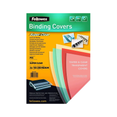 Coperti plastic A4, 200 microni, 100 buc/top, fumuriu, Fellowes