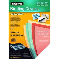 Coperti plastic A4, 200 microni, 100 buc/top, galben, Fellowes