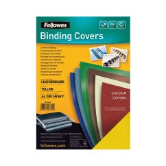 Coperti carton A4, 250 g/mp, 100 buc/top, galben, Fellowes