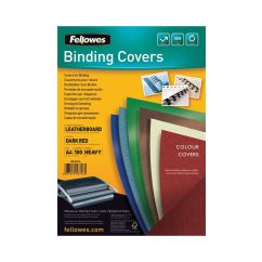 Coperti carton A4, 250 g/mp, 100 buc/top, rosu inchis, Fellowes