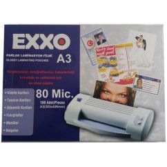 Folie laminare A3, 80 microni, 100 buc/top, Exxo