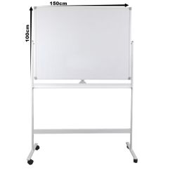 Tabla magnetica - whiteboard, dubla, rotativa, 100x150cm, rama aluminiu, Optima