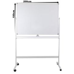 Tabla magnetica - whiteboard, dubla, rotativa,  100x200cm, rama aluminiu, Optima