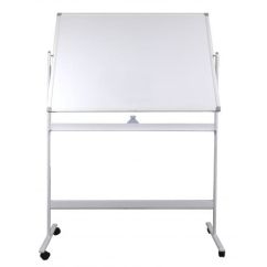 Tabla magnetica - whiteboard, dubla, rotativa, 120x180cm, stand mobil, aluminiu, Optima