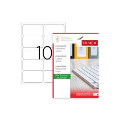 Etichete autoadezive 10/A4, 99.1x57mm, colturi rotunde, 100 coli/top, alb, Tanex