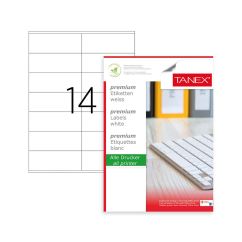 Etichete autoadezive 14/A4, 105x41mm, colturi drepte, 100 coli/top, alb, Tanex