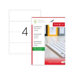 Etichete autoadezive 4/A4, 105x148.5mm, colturi drepte, 100 coli/top, alb, Tanex