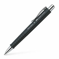 Pix cu pasta, varf 0.7mm, corp negru, scris albastru, Faber-Castell Poly Ball M