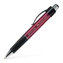 Pix cu pasta, varf 0.7mm, corp rosu, scris albastru, Faber-Castell Grip Plus 1407 M