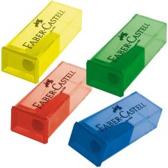 Ascutitoare simpla, cu container, fluorescenta, Faber-Castell