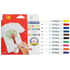 Marker pentru textile, varf rotund 1.8mm, 10 culori/set, Centropen 2739