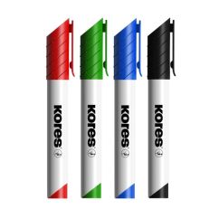 Marker whiteboard, varf rotund 3.0mm, 4 culori/set, Kores