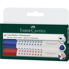 Marker whiteboard, varf rotund 4.0mm, 4 culori/set, Faber-Castell 1583 Grip