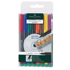 Marker permanent, varf rotund 0.4mm, 8 culori/set, Faber-Castell Multimark