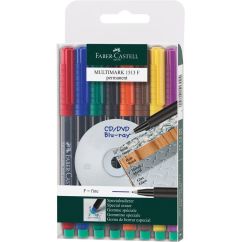 Marker permanent, varf rotund 0.6mm, 8 culori/set, Faber-Castell Multimark