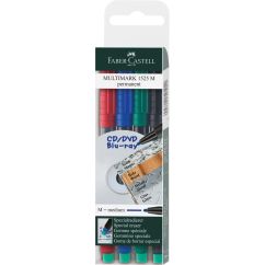 Marker permanent, varf rotund 1.0mm, 4 culori/set, Faber-Castell Multimark