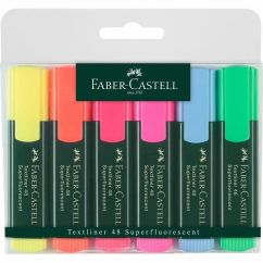 Textmarker, varf tesit 5.0mm, 6 culori/set, Faber-Castell 1548
