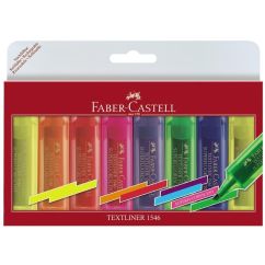 Textmarker, varf tesit 5.0mm, 8 culori/set, Faber-Castell 1546