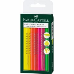 Textmarker, varf tesit 5.0mm, 4 culori/set, Faber-Castell 1543 Grip