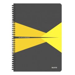 Caiet cu spira A4, 90 file, coperta PP, matematica, galben, Leitz Office