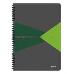 Caiet cu spira A4, 90 file, coperta PP, matematica, verde, Leitz Office