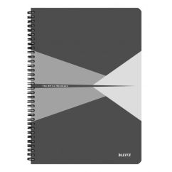 Caiet cu spira A4, 90 file, coperta PP, matematica, gri, Leitz Office
