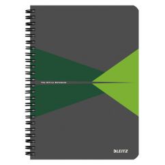 Caiet cu spira A5, 90 file, coperta PP, matematica, verde, Leitz Office