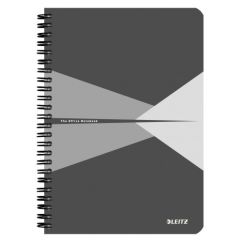 Caiet cu spira A5, 90 file, coperta PP, matematica, gri, Leitz Office