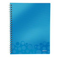Caiet cu spira A4, 80 file, coperta PP, matematica, albastru metalizat, Leitz Get Organized WOW