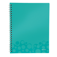 Caiet cu spira A4, 80 file, coperta PP, matematica, turcoaz metalizat, Leitz Get Organized WOW