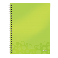 Caiet cu spira A4, 80 file, coperta PP, matematica, verde metalizat, Leitz Get Organized WOW