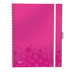 Caiet cu spira A4, 80 file, coperta PP, matematica, roz metalizat, Leitz WOW Be Mobile